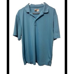 PGA Tour Airflux Mesh Polo Shirt Mens Large Light Blue Short Sleeve Golf Top